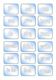 English Worksheet: Simple Past Irregular Verbs Memory cards