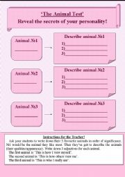 English Worksheet: The Animal Test