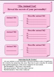 English worksheet: The Animal Test