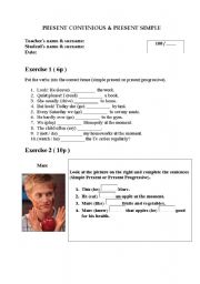 English worksheet: Exam - Present Simple & Present Continious