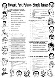 English Worksheet: Present, Past & Future - Simple Tenses (Editable with Answers)