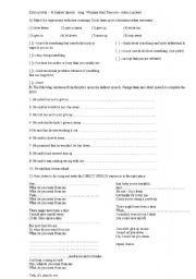 English worksheet: SONG EXERCISE -  INDIRECT SPEECH -WHATAYA YOU WANT FROM ME - ADAM LAMBERT