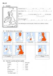 English Worksheet: the British isles, part 1