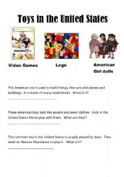 English Worksheet: Toys in the United States
