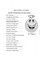 English Worksheet: Dont Worry Be happy (Song) Rhymes