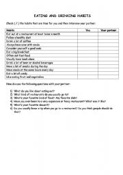 English Worksheet: Talking about your eating habits