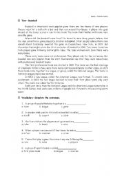 English worksheet: Baseball Text and Exercises