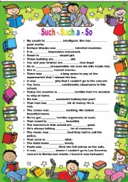 English Worksheet: SUCH vs. SO