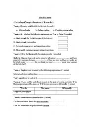 English Worksheet: Listening Comprehension mock exam
