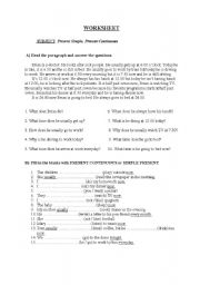 English Worksheet: simple present or present continuous