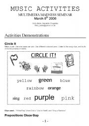 English Worksheet: music