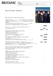 English Worksheet: Song - Cranberries - Ode to my family 