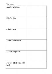 English worksheet: Lets learn the alphabet 1of 2 