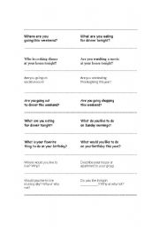 English Worksheet: Conversation Questions using the Present Continuous