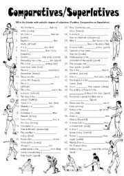 English Worksheet: Comparatives / Superlatives (Editable with Answers)