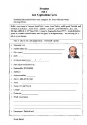 English Worksheet: job application form