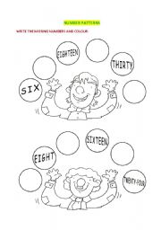 English worksheet: NUMBER PATTERNS