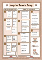 English Worksheet: Irregular Verbs in Groups