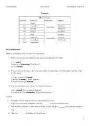 English worksheet: Pronouns reflexive,reciprocal,relative(whatever...)