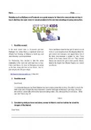 English Worksheet: Internet dangers - real story