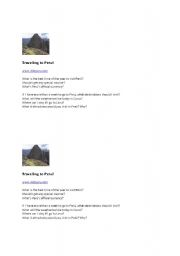 English Worksheet: Peru Webquest