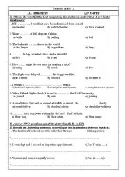 English worksheet: exam for grade 12