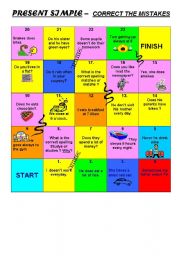 PRESENT SIMPLE - SNAKES AND LADDERS GAME