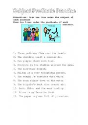 English worksheet: Subject-Predicate Practice