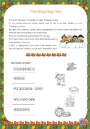 English Worksheet: thanksgiving