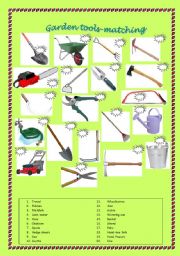 English Worksheet: GARDEN TOOLS - MATCHING 