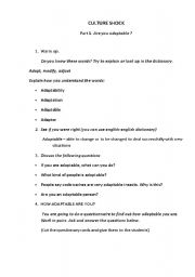 English Worksheet: Culture Shock discussion