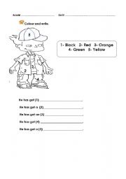 English worksheet: Clothes colour