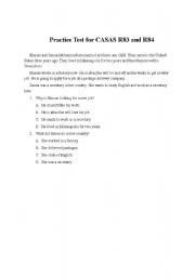 English worksheet: Practice Test for CASAS R83 and R84