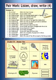 English Worksheet: Pair Work: Listen, draw, write (4)