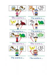 English worksheet: He/She wants a......
