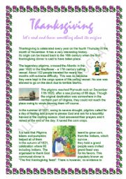 English Worksheet: Thanksgiving