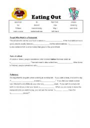 English Worksheet: Restaurants, Ordering, Food