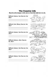 English worksheet: the country life