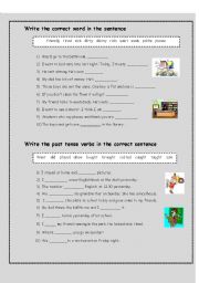 English worksheet: Simple Past and vocabulary test