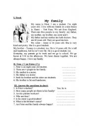 English Worksheet:  Family Members