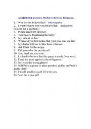 English Worksheet: Identifu the Sentences