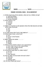 English worksheet: worksheet to be used after watching an episode from Magic School Bus 