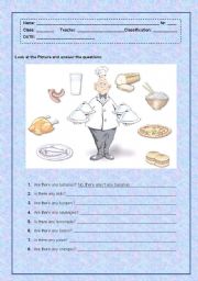 English Worksheet: Answer the questions about food
