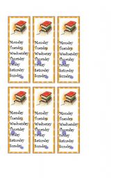 Days of the week bookmarks