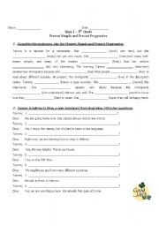 English Worksheet: Present Simple & Progressive