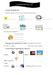 English worksheet: Warming up