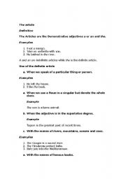 English Worksheet: Definite and indefinite article