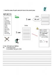 English Worksheet: Sports abilities