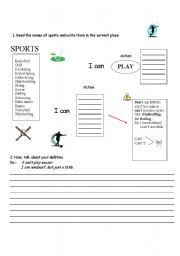 English worksheet: Sports abilities