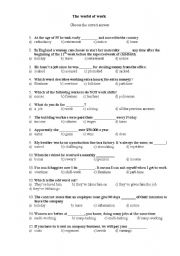 English Worksheet: Quiz on the world of work